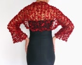 Knit red Black Bolero, Sleeves, Shrug, Wrap, Jacket, Wedding Bolero, Evening Bolero, Weddings, Bridal, Women