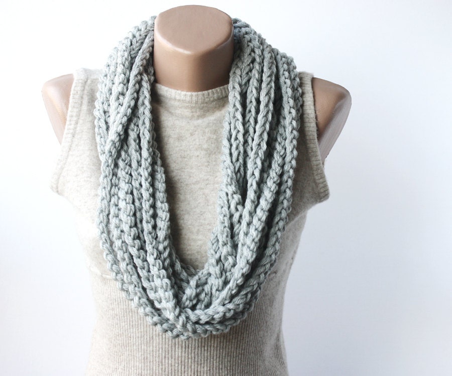 Infinity scarf - chain loop scarf  - grey gray scarves