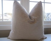 NEW...Pillow, Decorative Throw Pillow Cover, Chocolate Brown Ticking Stripe Pillow Cover 22 x 22