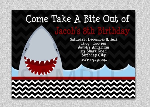 Shark Birthday Invitation Shark Birthday Party Invitation Printable Il_570xn