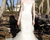 Organic Wedding Dress Couture Green Eco Hemp Silk Lace Tulle Mermaid Trumpet Formal Deb Bridal Gown (simple, chic, convertible)