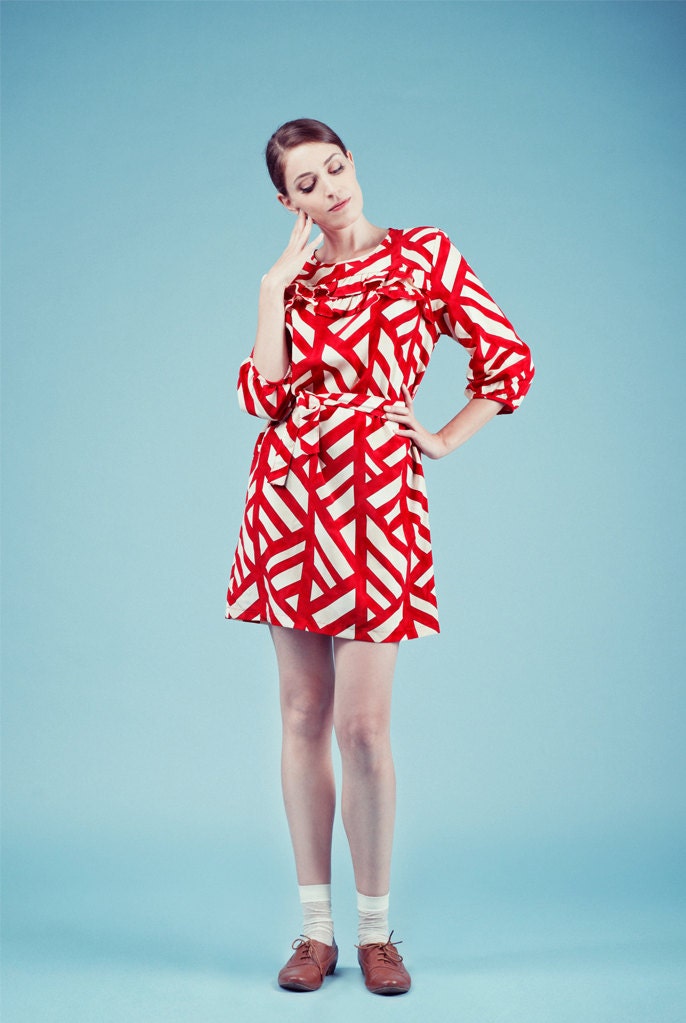 Memorial day sale, Cocktail dress, Formal dress, Party dress, Womens dress with ruffles, Bridesmaid dress, Geometric dress, On sale
