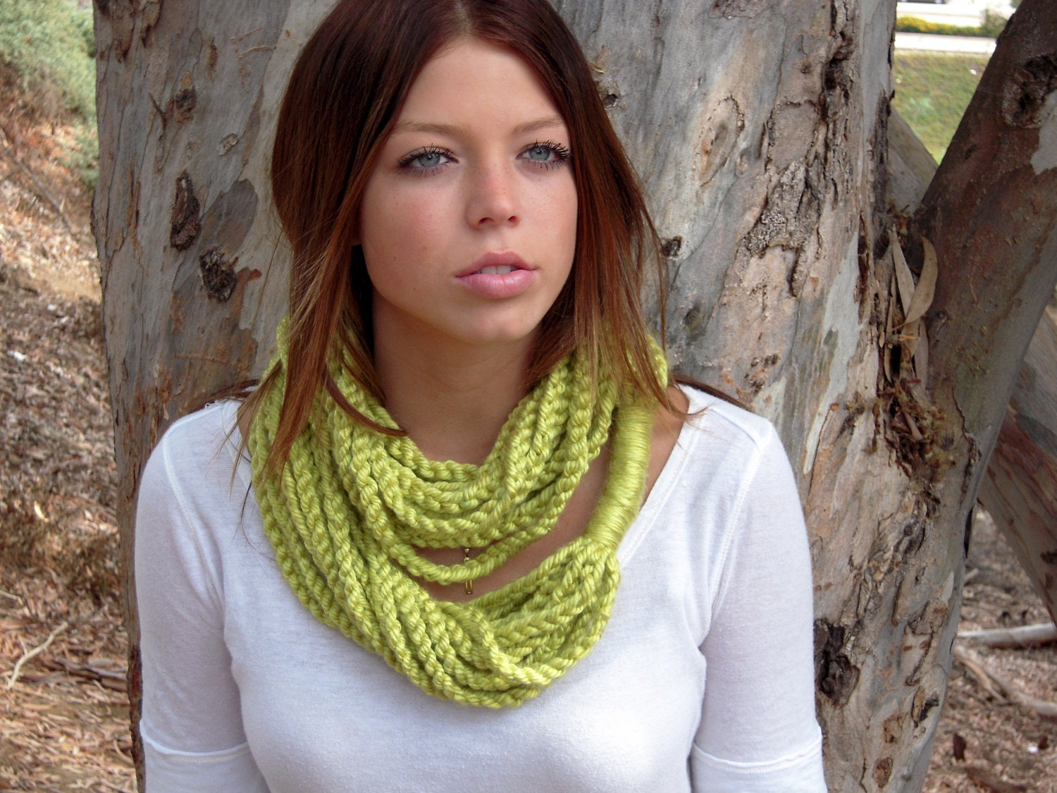 Crochet Lime Green Infinity Scarf