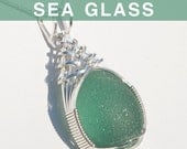 Large, Sea Green English Sea Glass Pendant