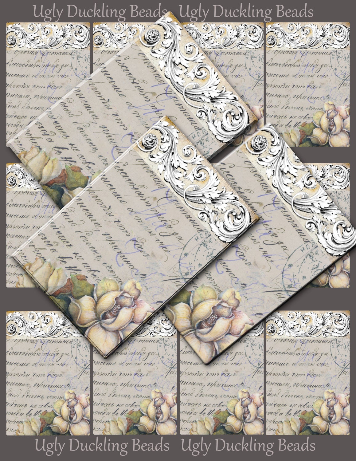 Digital Collage Sheet - Clip Art Elements- Digital Scrapbooking-" Romantica" Earring Cards