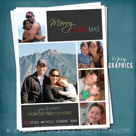 Joy & Peace Holiday 4 Photo Collage by Tipsy Graphics. Any Colors, 1 or more photos Il_570xn