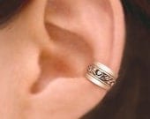 Set of 3 - 925. Engraved sterling silver ear cuff earring jewelry, non pierced for men and women (Matte or Shine) 092612