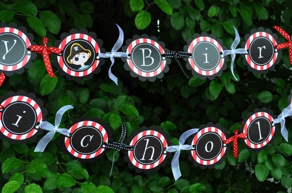 Pirate Party Birthday Banner - Boys Pirate Birthday Party Decorations - Pirate Party Banner Il_570xn