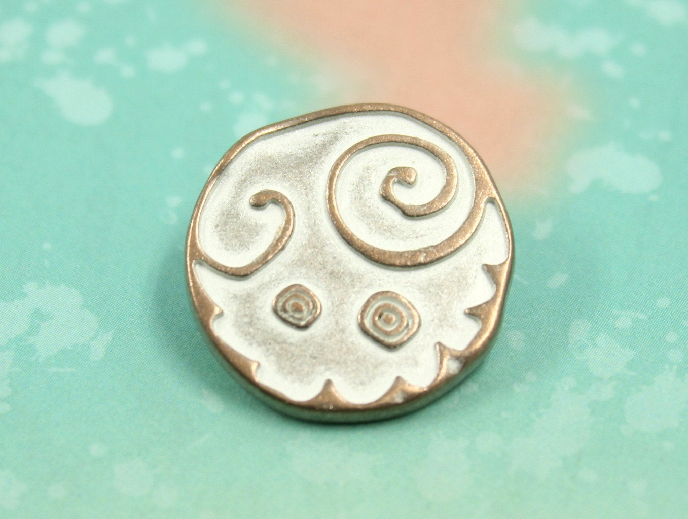 Metal Buttons - Fab Strange Pattern Copper Patina Buttons. 0.87 inch. 6 pcs