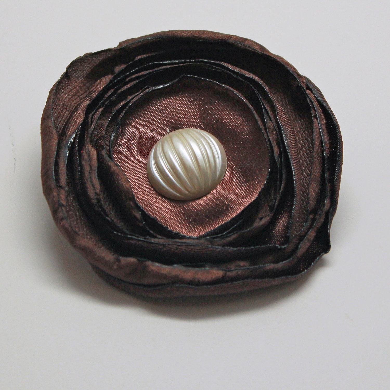 Chocolate brown and ivory hair flower / fascinator / brooch / necklace