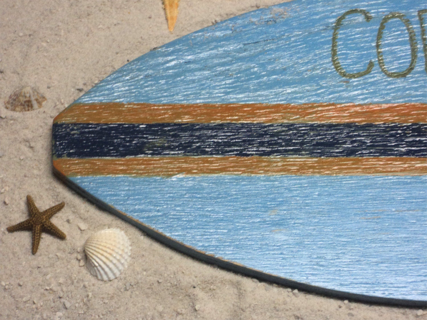 Beach-y Surfboard, Weathered Wall Decor, Up Cycled Wood, YOU CHOOSE COLOR