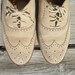 1960s Italian Creme Suede Brogue Wing Tip Oxfords Size 12 FREE SHIPPING