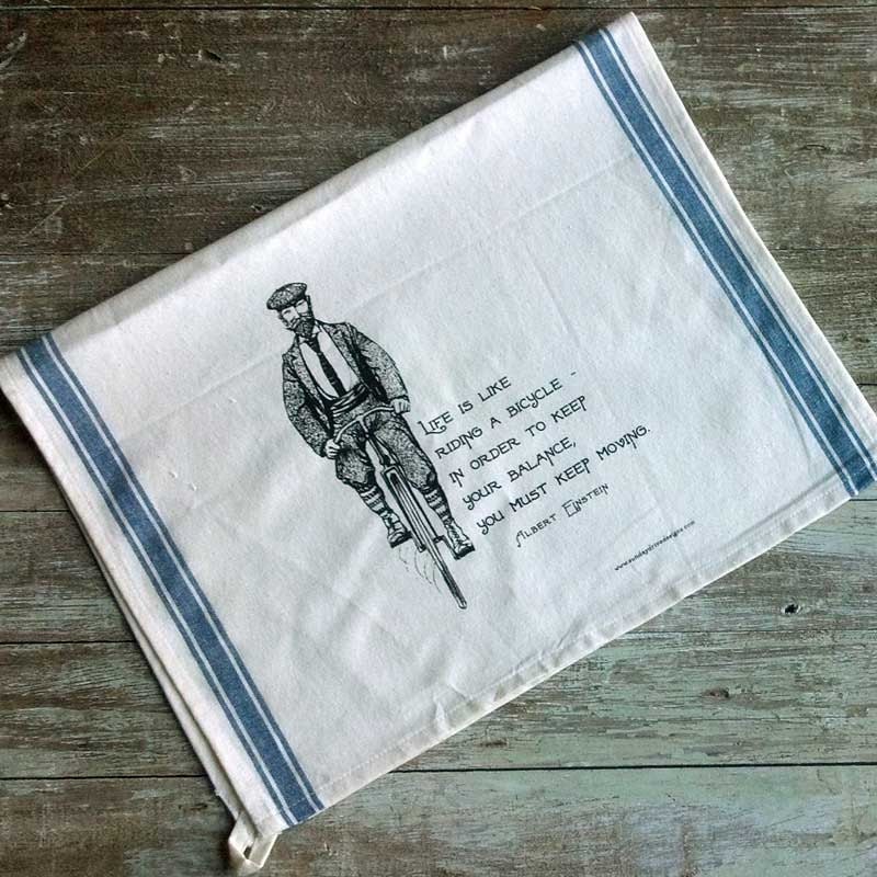 Einstein "Life is like Riding a Bicycle" Tea Towel