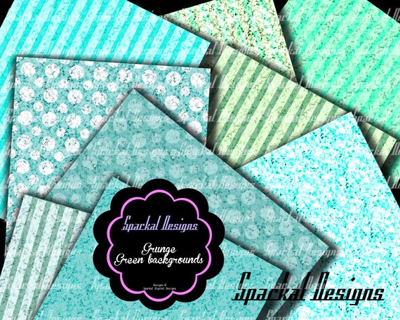Grunge Vintage Green Digital Paper Polka Dots Stripes backgrounds Printable Paper Instant Download Digital Scrapbooking Il_570xn