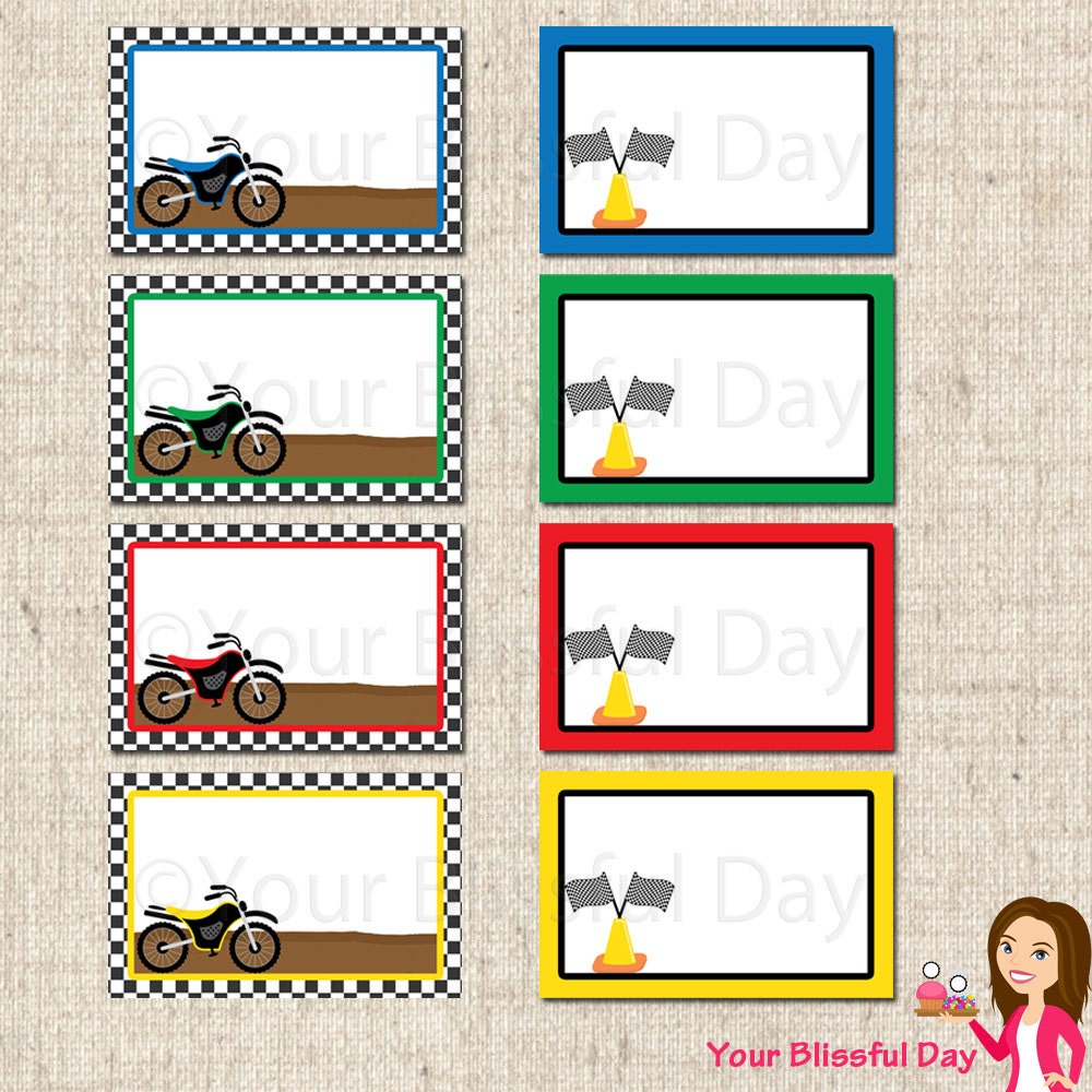 PRINTABLE Motorbike Label Tents (Your choice of color) Il_170x135
