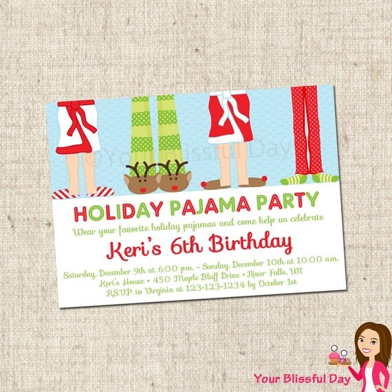 PRINTABLE Holiday Pajama Party Invitations Il_570xn