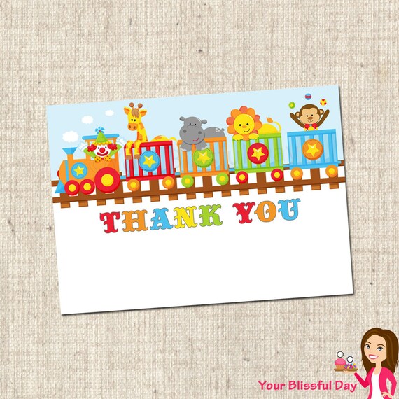 PRINTABLE Circus Train Baby Shower Thank You Cards Il_570xn