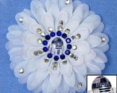 R2-D2 White Penny Blossom Rhinestone Flower Barrette
