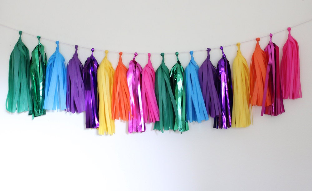 Tassel Garland-18 tassels - Girly Rainbow Il_570xn