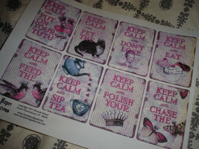 100% Silk Keep Calm Quotes on Fabric Victorian Cottage Chic Halloween