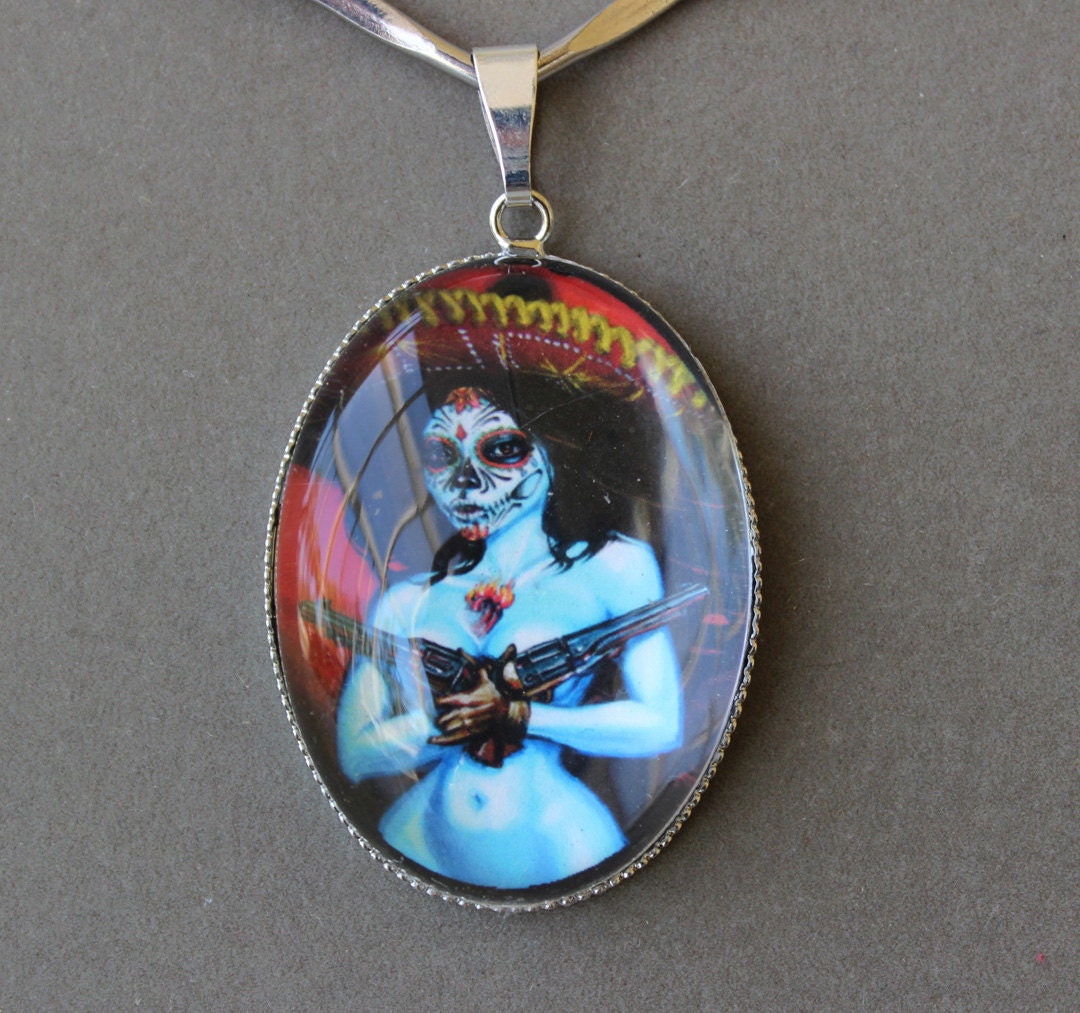 Termino Feliz BigToe Silver Tone Choker Adelita Muertos Day of the Dead