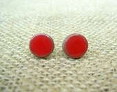 Pottery Post Earrings- Coral Red