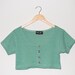 Vtg 90s Grunge Green Knit Crop Top S/M