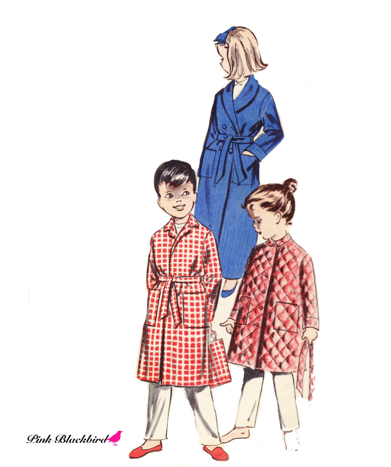 1950s Child's Robe Pattern / Vintage 50s Butterick Boys and Girls' Robe Sewing Pattern 9056 / Size 8