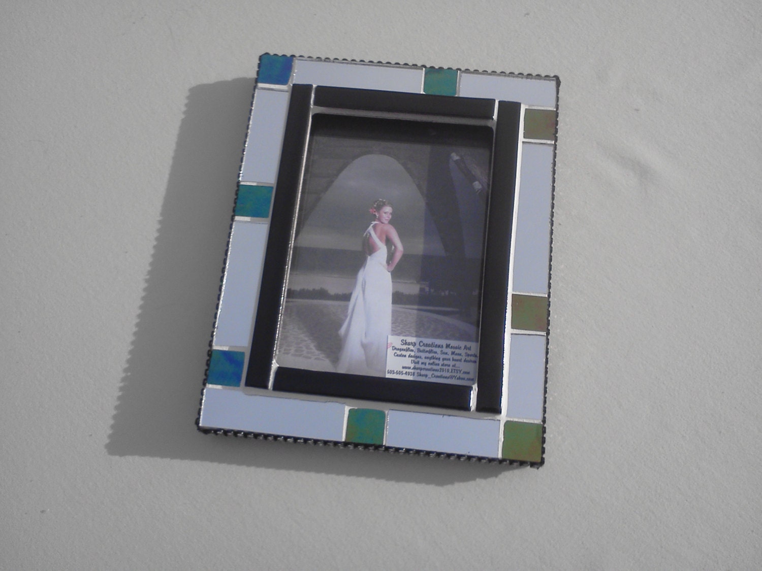 mirror and tile picture frame --- holds a 5x7 photo