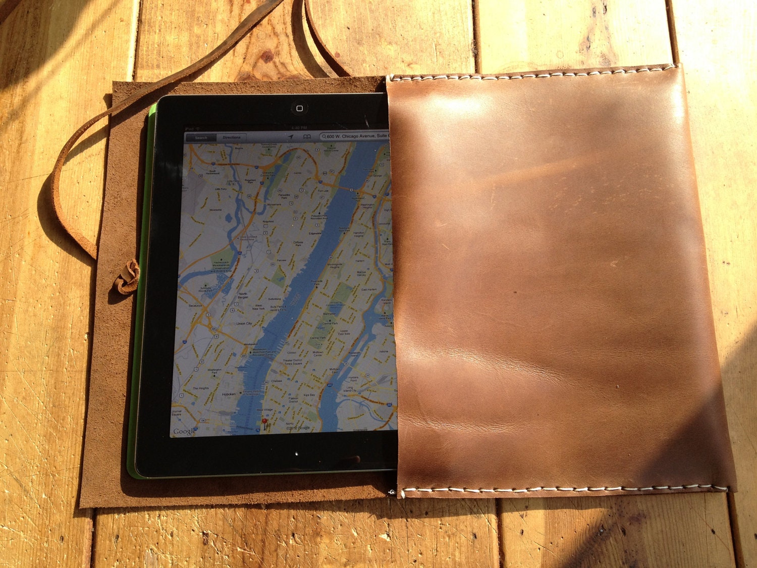 Veg Tan Ipad case hand stitched- made in New York city by Aixa
