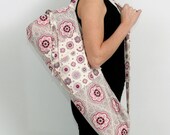 FREE SHIPPING- Yoga Mat Bag in Grey Mandala with a Zipper Pocket