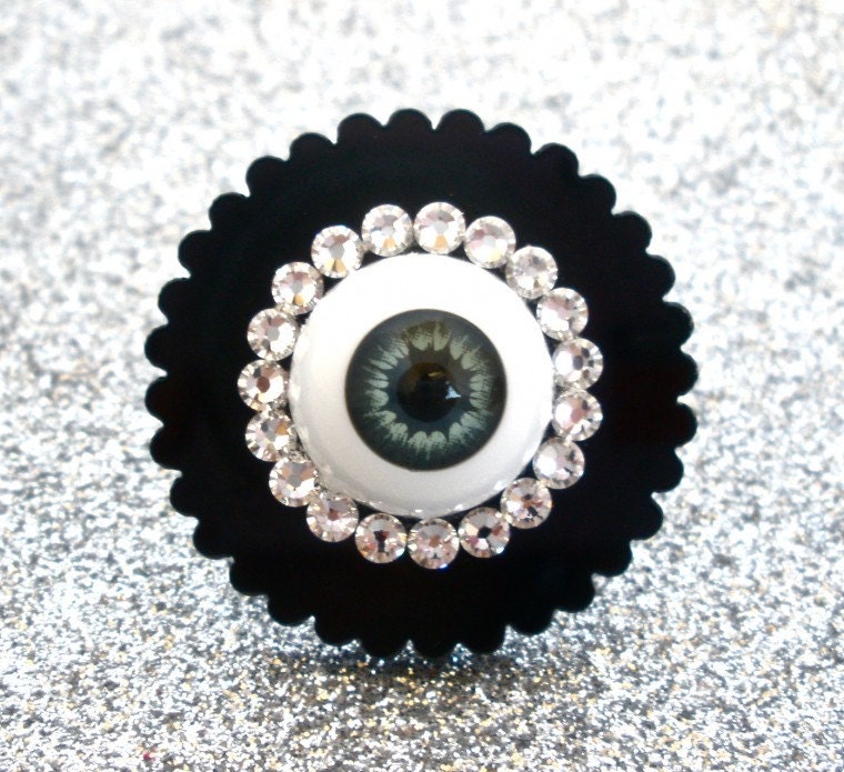 Gray Eyeball Swarovski Acrylic Ring