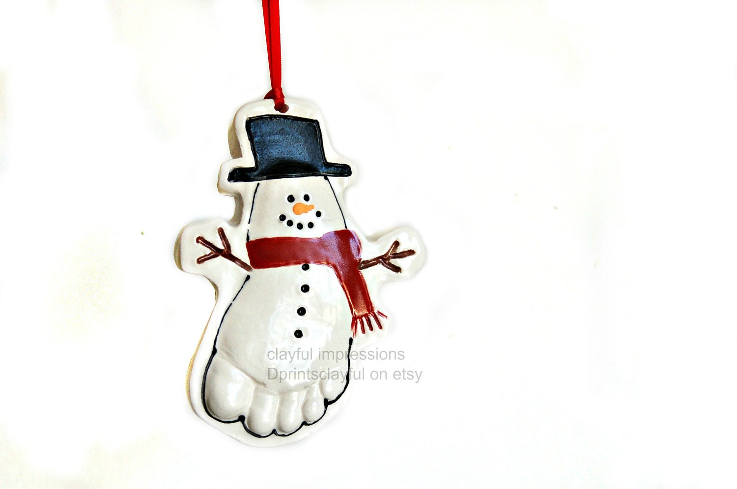 Baby Snowmen foot print pop out ornament up to 6 months