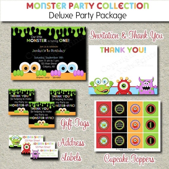 Monster Birthday Party Package - DIY Printable - DELUXE PACKAGE Il_570xn