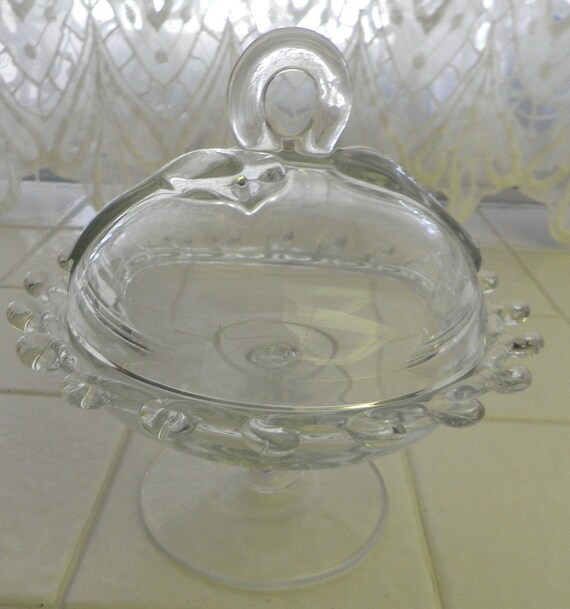 Heisey Lariat footed covered candy dish by karensnook on Etsy