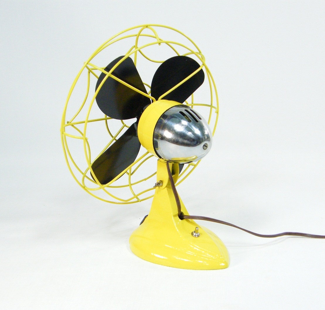 Vintage Electric Fan Yellow and Black
