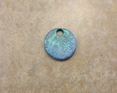Cobalt Blue Pendant Silver Turquoise Lace Textured Polymer Clay Pendant
