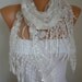 ON SALE - White Lace Scarf - shawl scarf - Bridesmaid gift - fatwoman