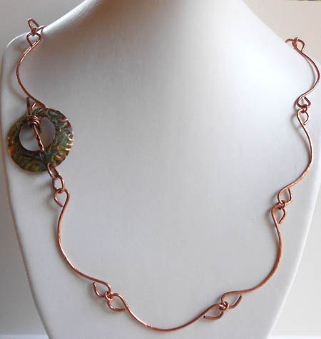 Copper Necklace, Copper Scallop-Shaped Necklace