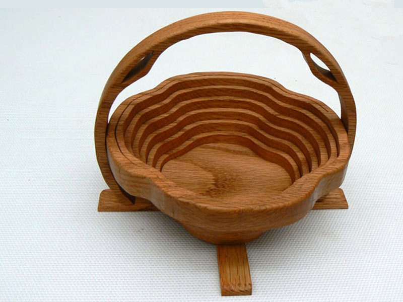 Collapsible Wood Basket in Solid Red Oak by abby702 on Etsy