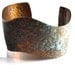 Brass Cuff Bracelet Wavy Textured Verdigris Bangle