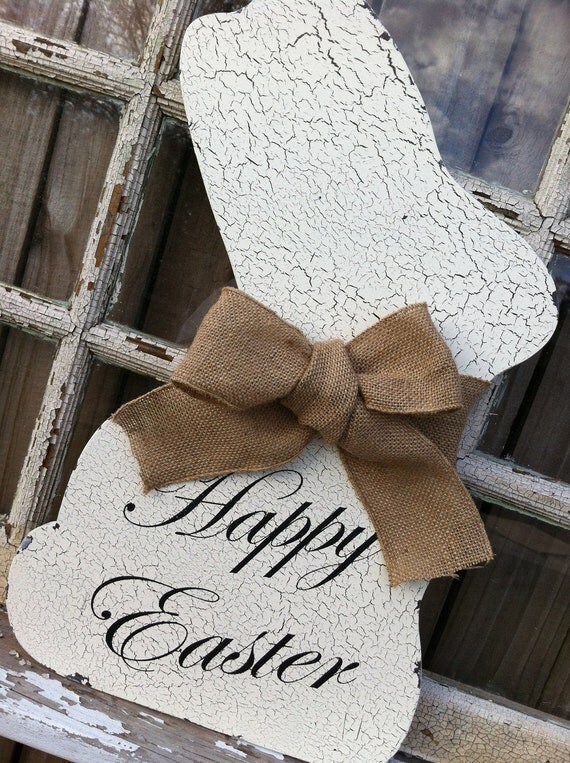 Shabby Chic Easter Bunny / Wall or Door Easter by VintageShore