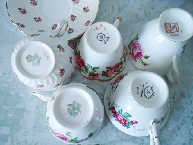 English Bone China Tea Cups Saucers - Instant Teacup Collection - 5 Teacup and Saucer Sets