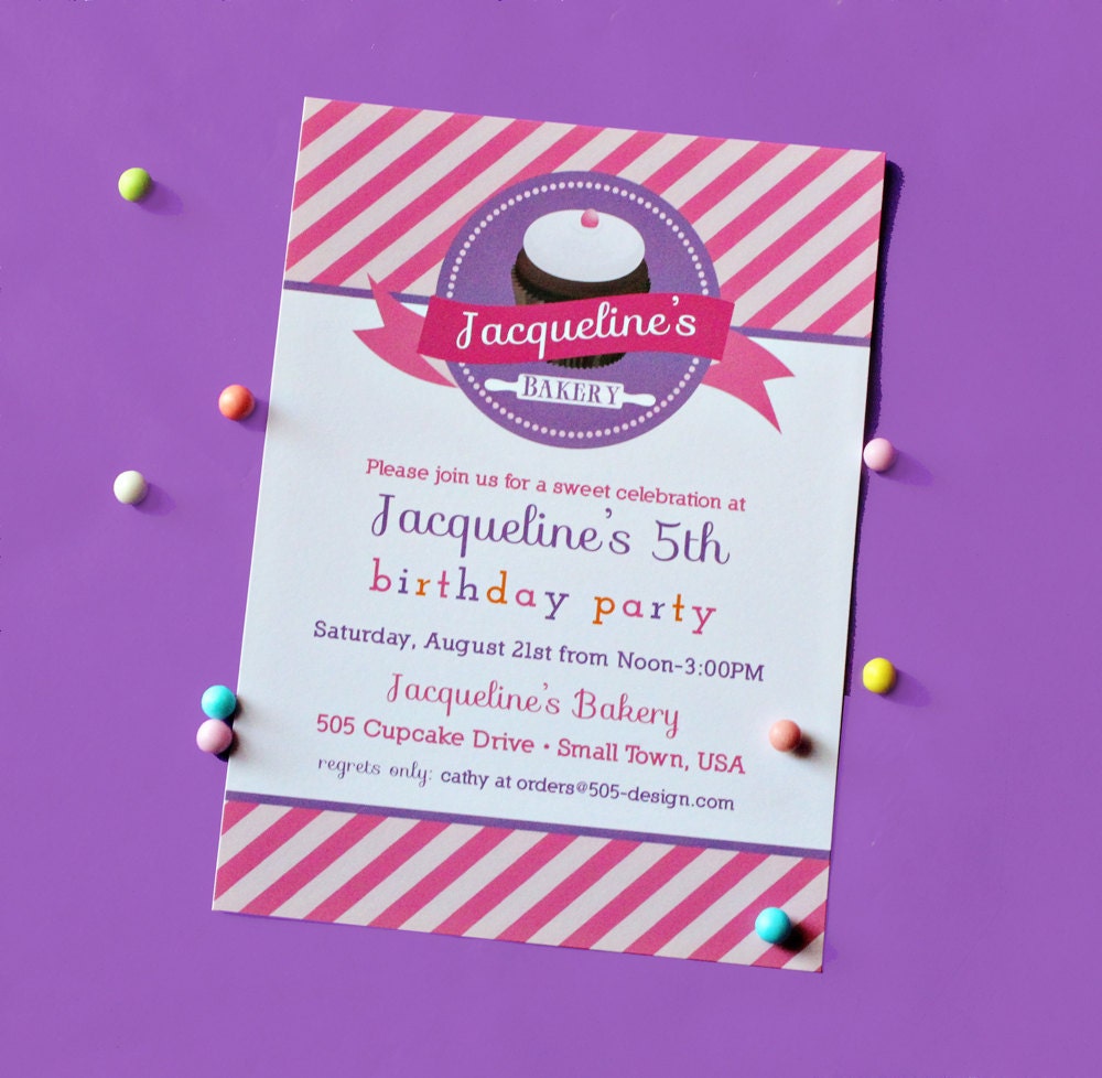 Baking Party Invitation - Printable Cupcake Invitation by 505 Design Paperie Il_570xn