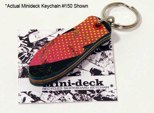 Recycled Skateboard Keychain No.150 - Old school "Stinger" shape