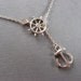 Silver Nautical Lariat Necklace with Anchor Necklace, Captains Necklace