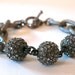 Textured Gunmetal link & pave ball bracelet