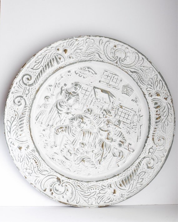 Large Metal Wall Decor Plate Set of 2 Brass by ForestDaydream