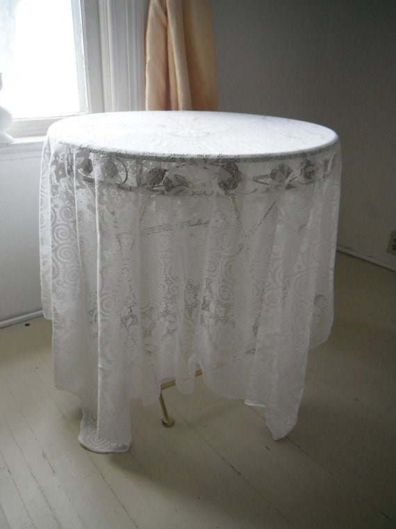 white lace rectangular tablecloth shabby chic white lace tablecloth vintage wedding decor French country cottage decor