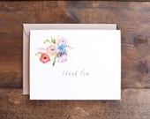 Thank you card with lovely and bright hand painted flowers